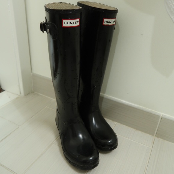 Hunter boots tall black gloss - Picture 1 of 5